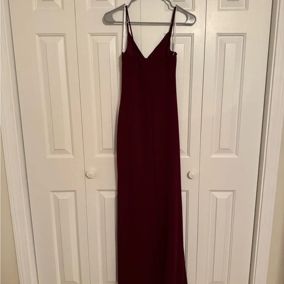 Lulu's Red Ruched Burgundy Maxi Dress - Picture 3 of 6